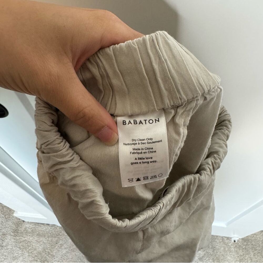Aritzia Babaton Errol Pant Linen Blend Cream Crop Drawstring Pants Size XS - Picture 6 of 7